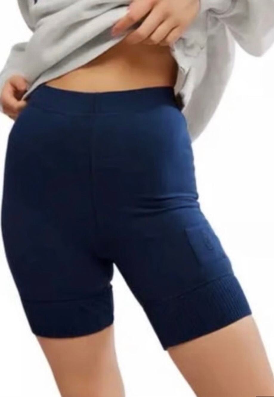 Free People Movement Victory Biker Shorts Navy Blue XS NWOT High Rise Yoga